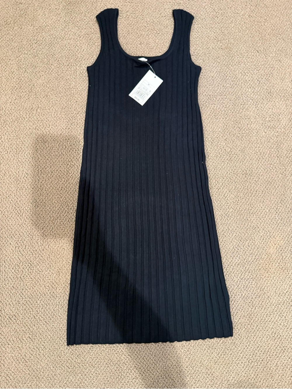 a new day Black Ribbed Tank Midi Dress